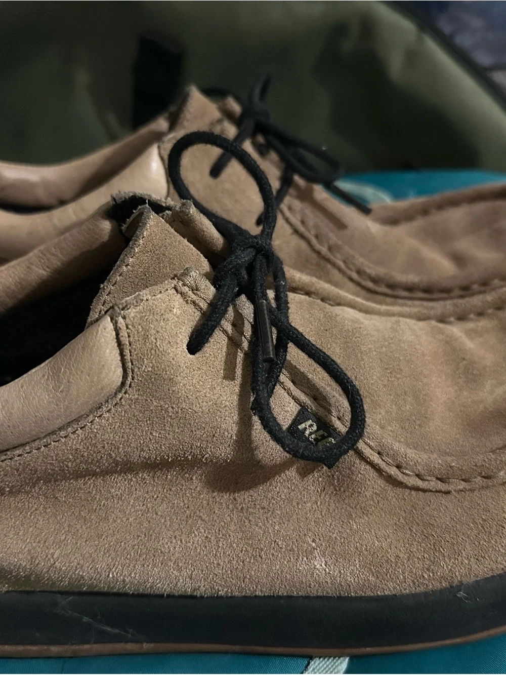 Reef Men’s Suede Lace-Up Loafer in Brown with Black Laces